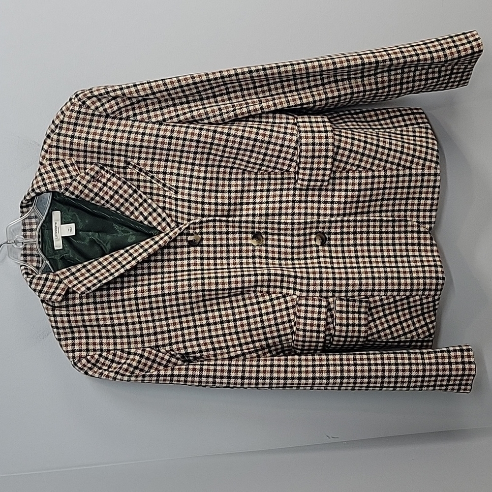 Liz Claiborne Plaid Blazer in Brown, Black & Cream